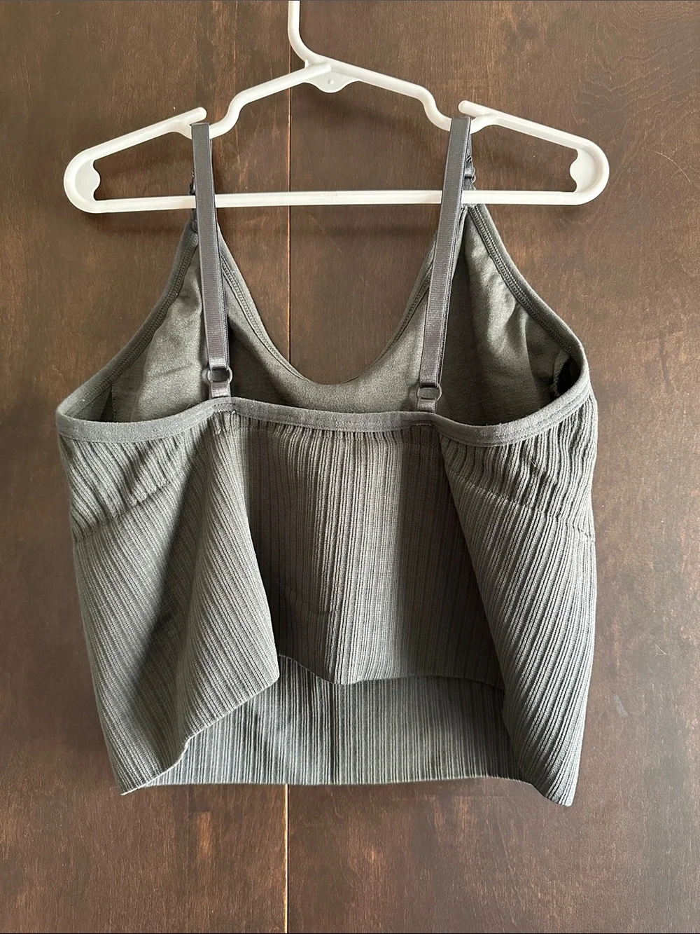 Women's Gray Ribbed Cropped Camisole Tank - Picture 3 of 3